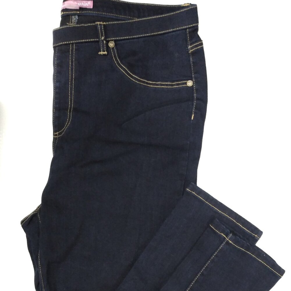 Pull On Woman Within Women's Dark Wash Stretch Skinny Ankle Jeans 14